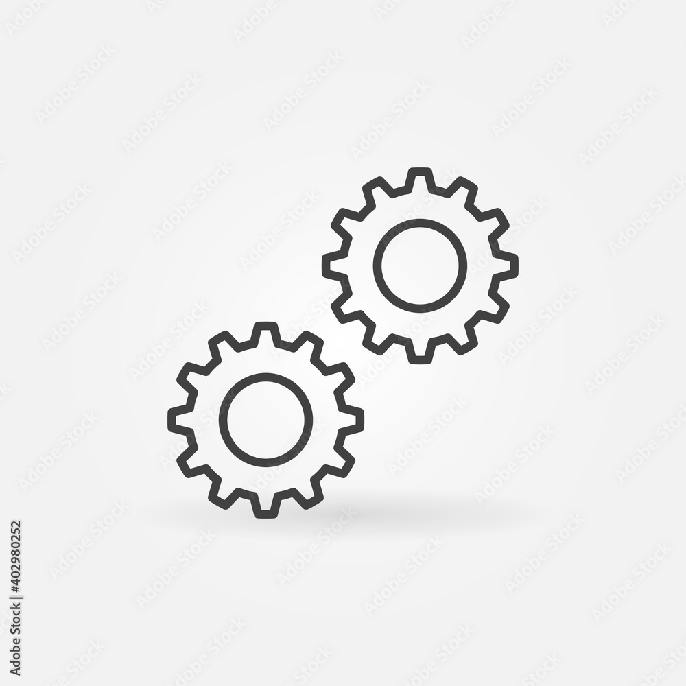 Poster two cogs vector concept icon or sign in outline style