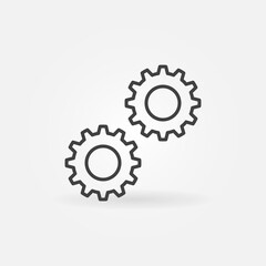 Two Cogs vector concept icon or sign in outline style