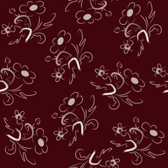 Fototapeta na wymiar Seamless pattern from floral elements on a dark background for textiles.