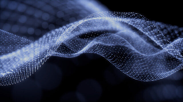 Big Data Vizualisation concept. Information represented as a High Tech Futuristic Particle Network. Abstract background. 3D render