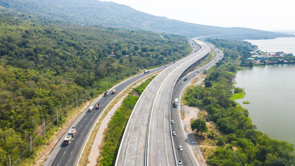 Scenic aerial view of big highway