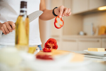 Beautiful thin slice of sweet bell pepper for my meal
