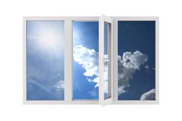 Open window on white background. Isolated 3D illustration