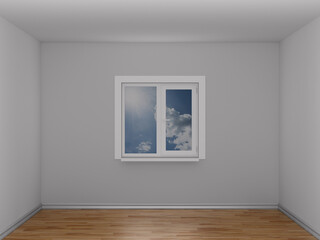 Empty room with window. 3D illustration