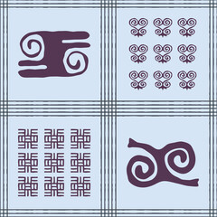 Obraz premium Seamless vector authentic fabric pattern with african adinkra symbols for your project