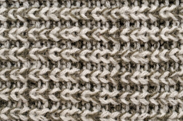 Fototapeta na wymiar Wool hand knit pattern. Colored wool knitting texture background. Knitted wool sweater