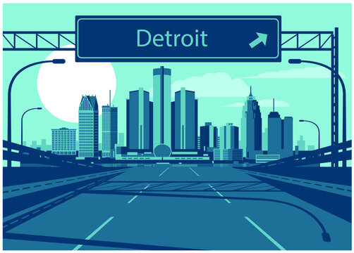 Detroit Michigan USA Skyline