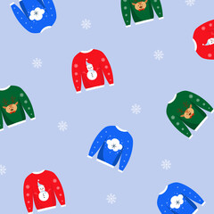 Christmas cute sweaters pattern vector