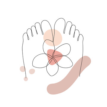 Abstract image in a linear style of feet on white. Vector illustration.