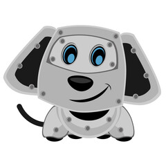 Dog steampunk robot. Unusual animal pattern mechanism vector illustration.