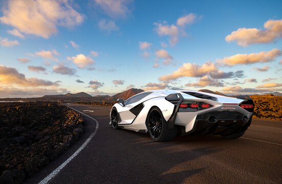 Lamborghini Sian FKP 37 On The  Desert Road