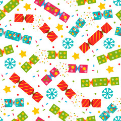 Christmas cracker vector seamless pattern.