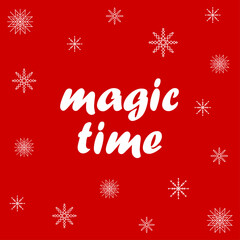 Fototapeta na wymiar Magic time banner with snowflakes