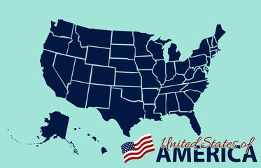 Fototapeta na wymiar United State of America map illustration vector detailed USA map with states