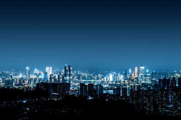High-rise mountain city night, China's western city of Chongqing.