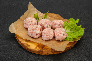 Homemade raw pork minced meatball for cooking