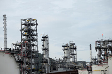 Industrial of oil refinery plant from industry zone ,Refinery factory oil storage tank and pipeline steel 