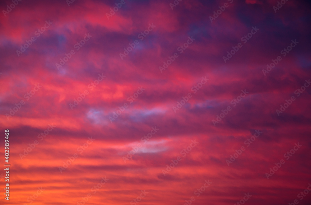 Wall mural incredible colorful sunset with cloudy sky. photo of textured sky.