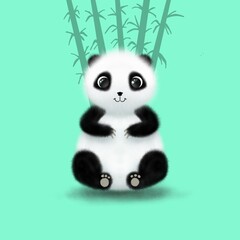illustrazione piccolo panda con bamboo