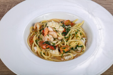 Italian Pasta spaghetti with seafood