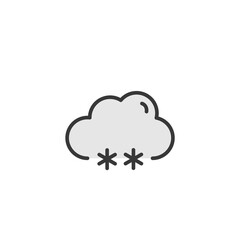 Snow and cloud. Filled color icon. Weather vector illustration