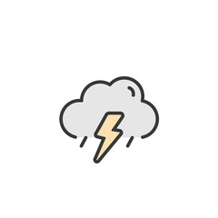 Storm and cloud. Filled color icon. Weather vector illustration
