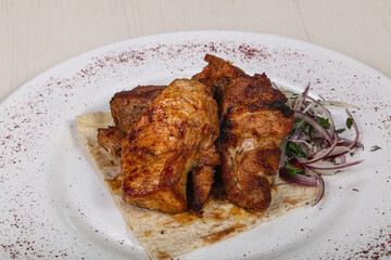 Grilled pork ribs shashlik barbeque