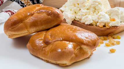 Delicious pastry with ingredients and spices