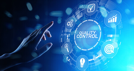 Quality control assurance standards business technology concept.
