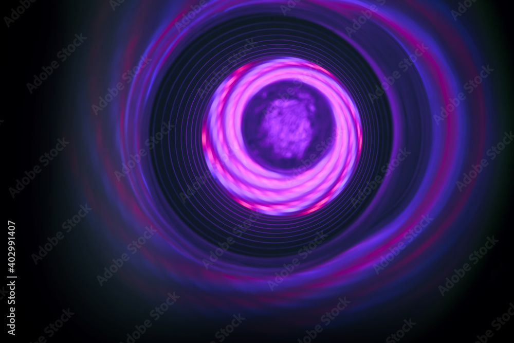 Poster Abstract swirl tunnel with purple light on a background pattern textured for design.