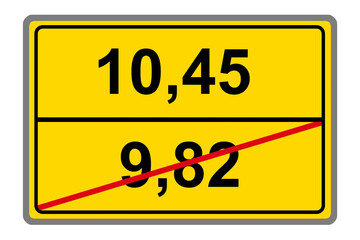 Gelbes Schild und Mindestlohn 2022