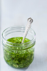 green chimichurri meat sauce