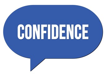 CONFIDENCE text written in a blue speech bubble