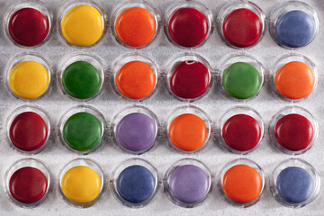 Pills in a bubble pack viewed from above