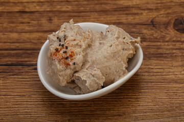 Herring butter spread in the bowl