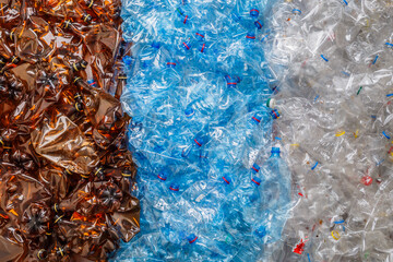 plastic bottles. recycling To conserve the environment concept.Background of many used empty PET bottles