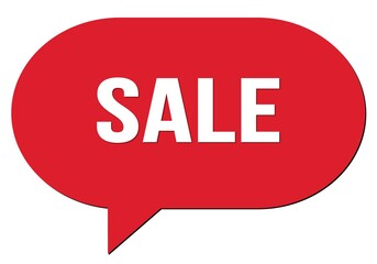 SALE text written in a red speech bubble
