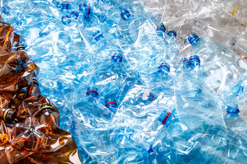plastic bottles. recycling To conserve the environment concept.Background of many used empty PET bottles