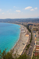 Fototapeta na wymiar Panoramic aerial view of sea, coast and town, Nice, South of France