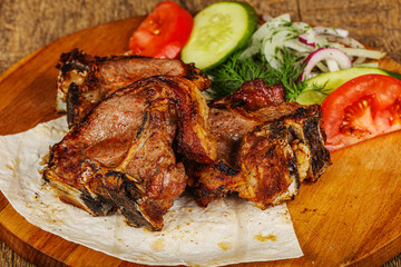 Grilled lamb barbeque served vegetables