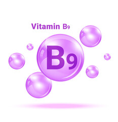 Vitamin B9  Graphic Medicine Bubble on white background Illustration. Health care and Medical Concept Design.