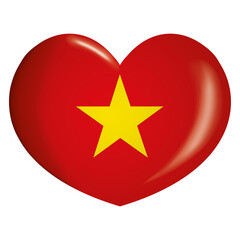 Icon representing heart Vietnam flag. Ideal for catalogs of institutional materials and geography