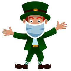 Irish leprekon on isolated background. Saint Patricks Day symbol. Cartoon style 