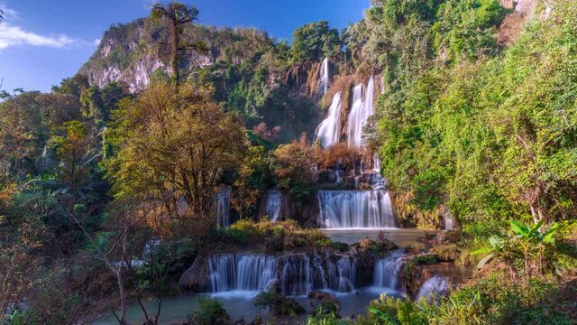 Time lapse 4k.Tee lor su waterfall in Thailand at the tropical forest , Umphang District, Tak Province, Thailand.