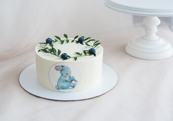 white cake with whipped cream