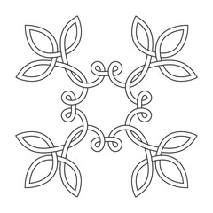 monochrome icon with Celtic knot art and ethnic ornaments