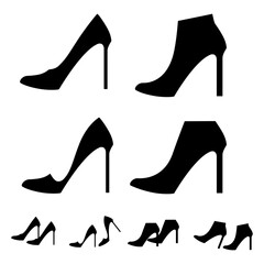 4 pairs of perfect high heels for women. Silhouette logo sign illustration