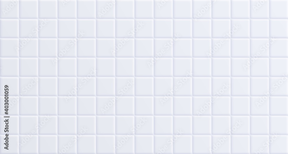 Wall mural White bathroom tile, clean ceramic wall surface background. Vector illustration.