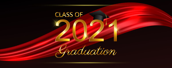 Class of 2021 graduation text design for cards, invitations or banner