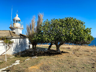 Lighthouse blue sky, blue sea at  Blacksea  coast Igneada Kirklareli Turkey Thrace Europe 